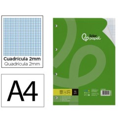RECAMBIO LIDERPAPEL A4 100 HOJAS 75GR MILIMETRADO 2 MM SIN MARGEN 4 TALADROS