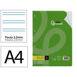 RECAMBIO LIDERPAPEL A4 100 HOJAS 75GR PAUTA 5 2.5MM CON MARGEN 4 TALADROS