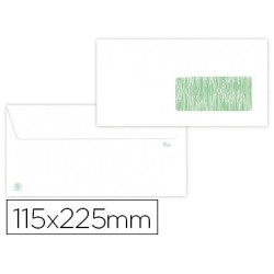 SOBRE LIDERPAPEL BLANCO 115X225 MM VENTANA DERECHA SOLAPA TIRA DE SILICONA PAPEL RECICLADO 90 GR CAJA DE 500