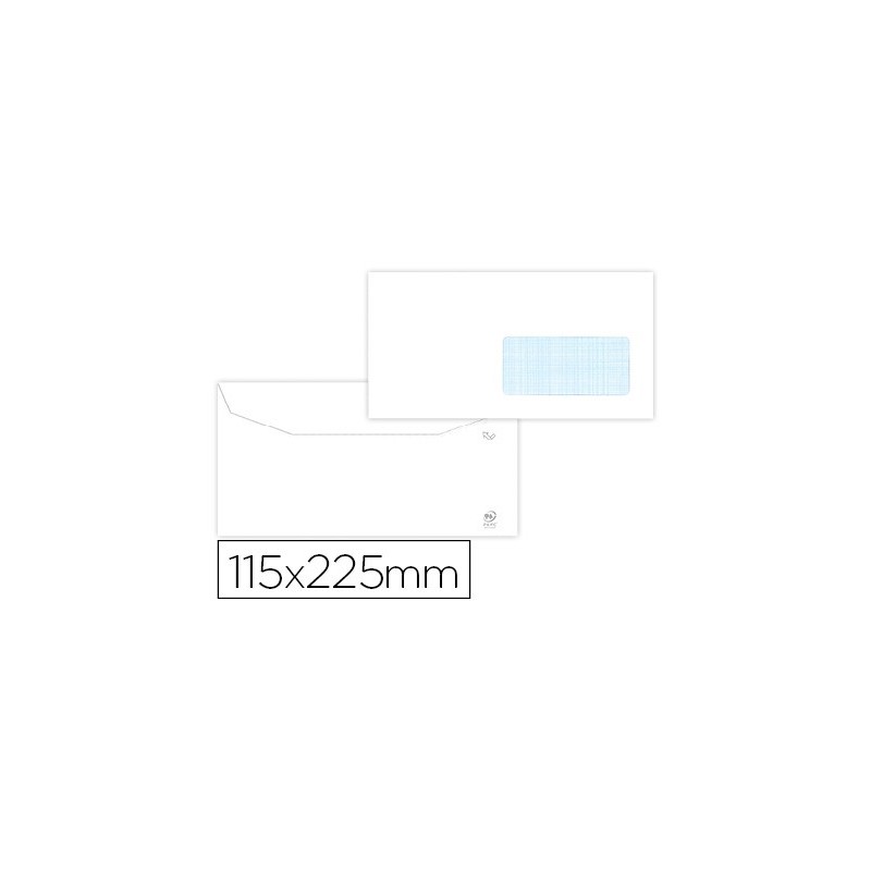 SOBRE LIDERPAPEL BLANCO 115X225 MM VENTANA DERECHA TRAPEZODIAL ENGOMADA PAPEL OFFSET 80GR CAJA DE 500 UNIDADES