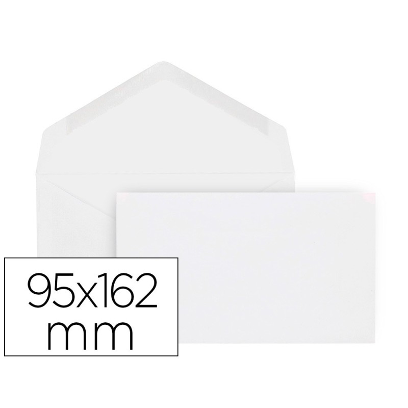 SOBRE LIDERPAPEL BLANCO CON FONDO 95X162 MM ENGOMADO SOLAPA DE PICO CAJA DE 500 UNIDADES