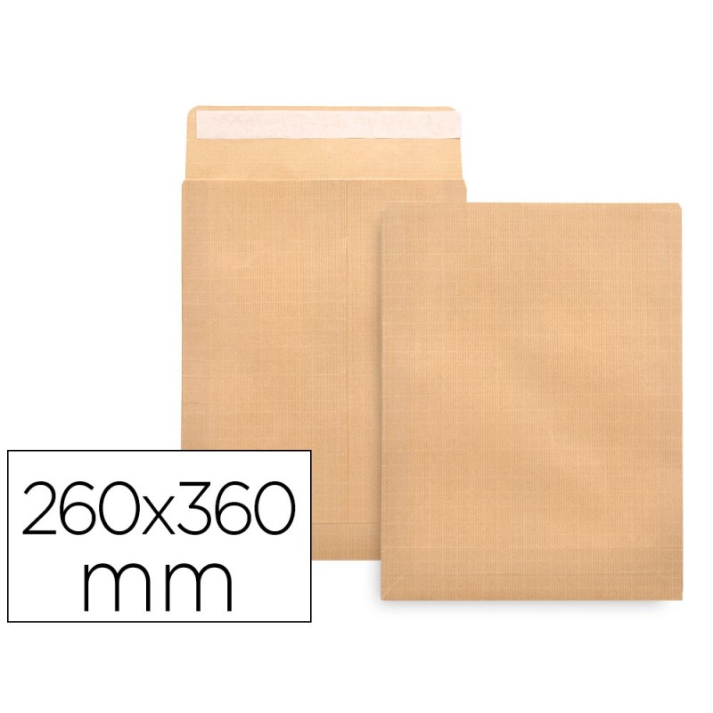 SOBRE LIDERPAPEL BOLSA ARMADO KRAFT ENVIO SEGURIDAD 260X360 MM SOLAPA TIRA DE SILICONA PAPEL 120 GR CAJA DE 100