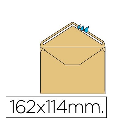 SOBRE LIDERPAPEL N.23 CREMA C6 114X162 MM ENGOMADO SOLAPA DE PICO CAJA DE 500 UNIDADES