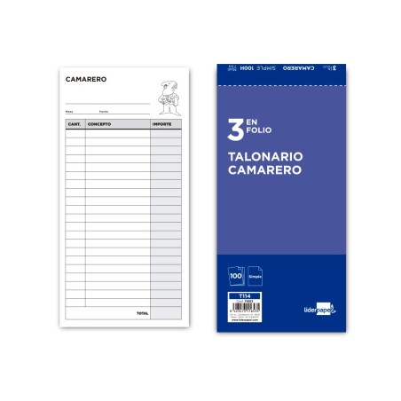 TALONARIO LIDERPAPEL CAMARERO 3/F  ORIGINAL T114